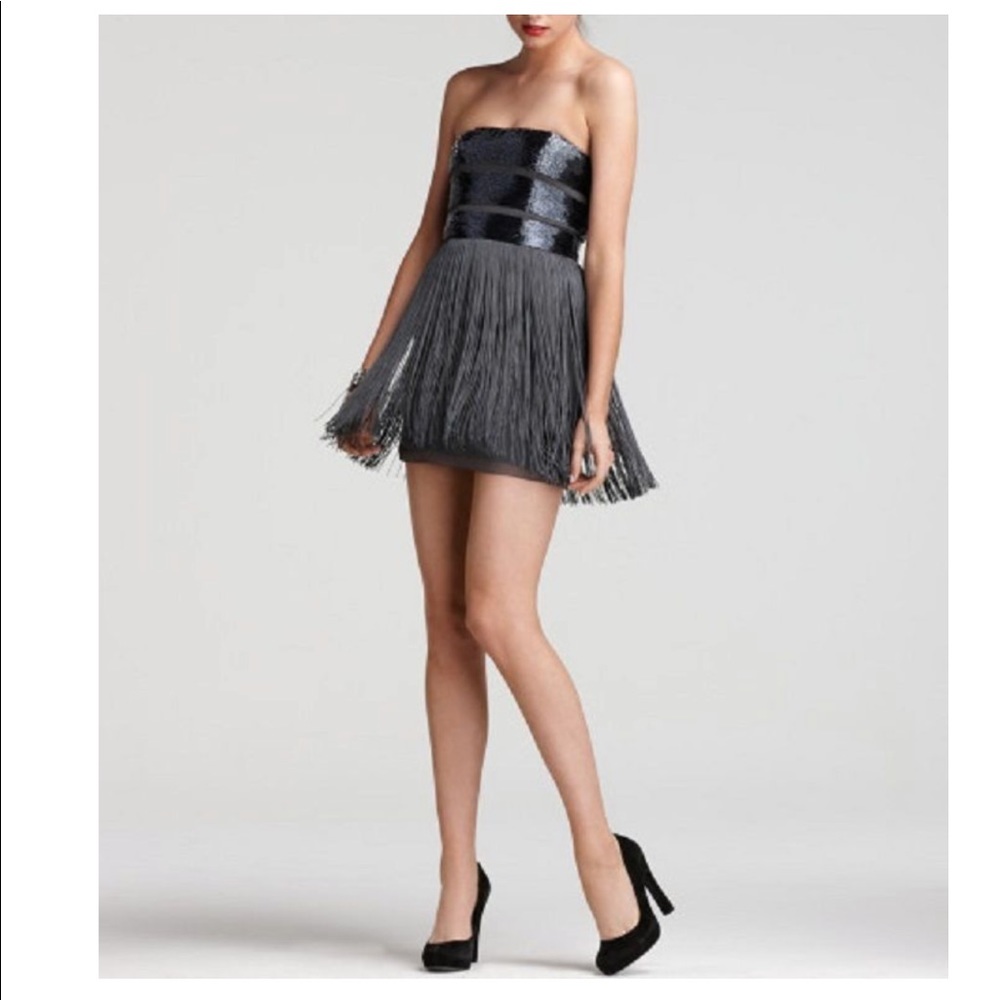 NWT Basix• NYE/Prom/Party Fringe dress in Gunmetal